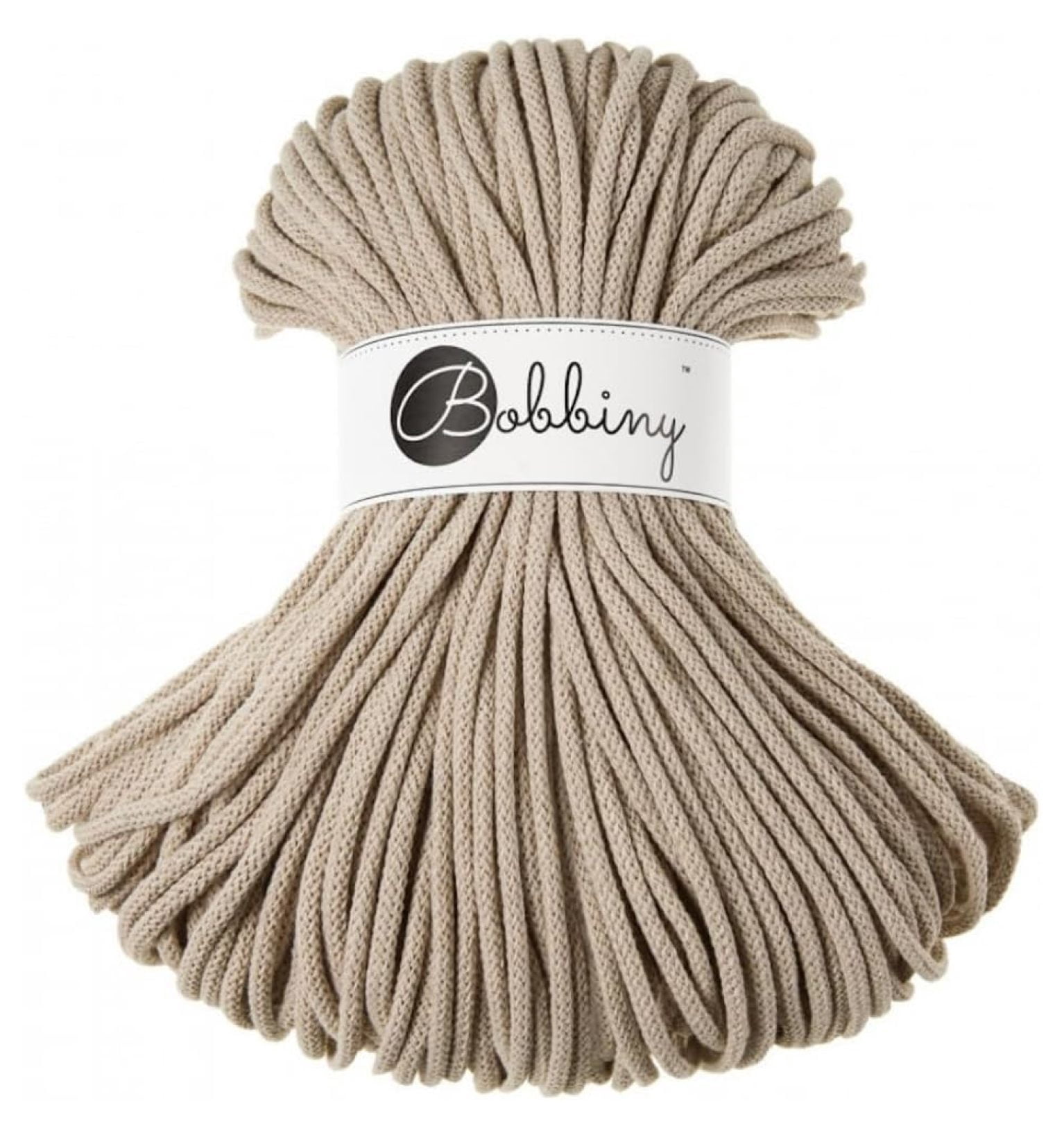 Premium 5mm Braided Macrame Cord (Beige) 108yds/330ft (100% Recycled Cotton)