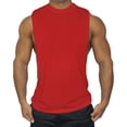 thumbnail image 2 of Xioeram Summer Men Vest Solid Color Sleeveless O Neck Thin Sweat Absorption Quick Dry Loose Deep Armpit Fitness Workout Jogging Tank Top, 2 of 8