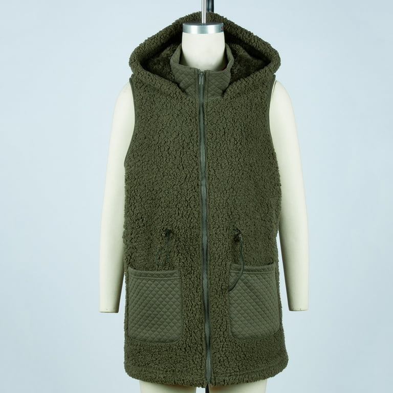 Women's Fleece Sherpa Hooded Vest Fall Winter Warm Soft Zip Women's Fleece Sherpa Hooded Vest Fall Winter Warm Soft Zip