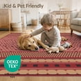 thumbnail image 4 of ODIKA 2'x3' Brick Red Check Geometric Striped Washable Accent Rug Horizontal Banded Layout With Rounded Motifs Square Checkerboard Pet Friendly, Bedside Mat for Bedroom, Nursery, RV, 4 of 7