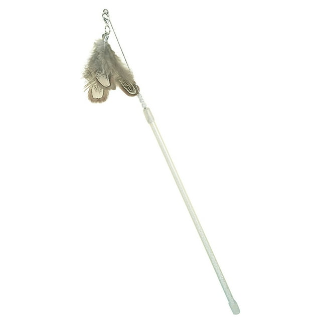 Cat Toy Wand Interactive Faux Feather Kitten Play Wand Cat Stick Toy with Bell