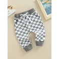 thumbnail image 4 of Qmyliery Toddler’s Casual Long Pants Fashion Checkerboard Printed Tie-up Mid-waist Trousers with Pockets,0-3 Years, 4 of 7