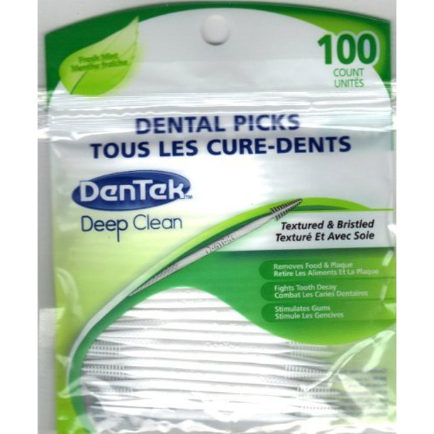 2 Pk DenTek DENTAL PICKS Deep Clean Mint Toothpicks Plaque Removers 100 Picks Ea