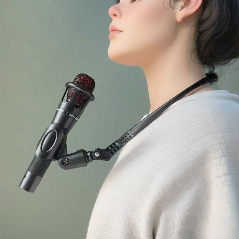 Adjustable Neck-Mounted Microphone Stand with Durable ABS Material | Ergonomic Design for Stage Performers, Speakers, and Musicians, Safe Hands-Free Operation