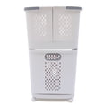thumbnail image 6 of Loyalheartdy 2 Tier Laundry Storage Basket Movable Household Laundry Organizer Basket for Bathroom, 6 of 12