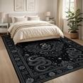 thumbnail image 3 of ODIKA 8'x10' Washable Area Rug Snake Moody Whimsical Boho Border Moth Witch Themed Gothic Witchy Refined for Dining Room, Large Office, Lounge, Non-Slip Chair-Friendly Mat, 3 of 7