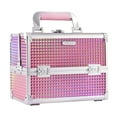 Joligrace Makeup Train Case Cosmetics Box with Mirror Lockable 2 Trays
