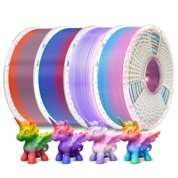 SUNLU Rainbow PLA Filament Bundle Multicolor, Neatly Wound Gradient Rainbow PLA 3D Printer Filament 1.75mm ±0.02mm, 4kg in Total, 1kg per Spool, 4 Pack.