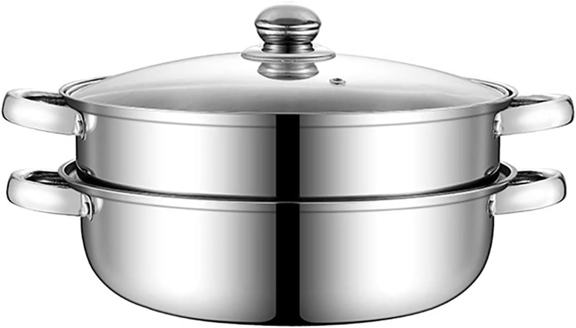 Hot Pot Glass Lid, Steamer Set. Soup Base Korean BBQ Multi Cooker Stainless Steel Pot Set (2