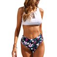 thumbnail image 2 of Womens High Waist Bikini Swimsuit Floral Print Cutout Two Piece Bathing Suit, 2 of 6