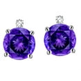 thumbnail image 2 of Star K� Round 7mm Genuine Amethyst Screw Back Stud Earrings with Accent Stone on Top, 2 of 9