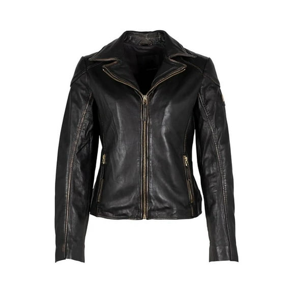 Mauritius Women's Vintage Black Genuine Leather Jacket (Black, S)