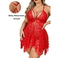 thumbnail image 3 of Avidlove Women Plus Size Lingerie Nighty Lace Chemise Sleepwear Deep V Front Slit Mesh Nightdress, 3 of 4