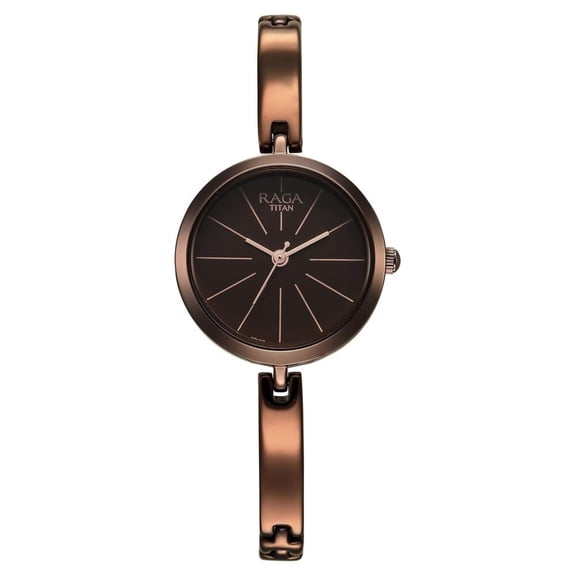Titan Raga Viva Quartz Analog Brown Dial Brown Metal Strap Watch for Women-NS2606QM03