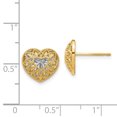 thumbnail image 3 of Primal Gold 14 Karat Yellow Gold and White Rhodium Diamond-cut Filigree Heart Earrings, 3 of 5