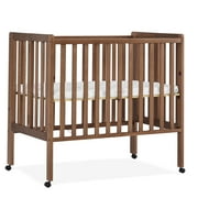 Delta Children Lee Portable Folding Mini Crib with 1.5-Inch Mattress - Greenguard Gold Certified, Chestnut