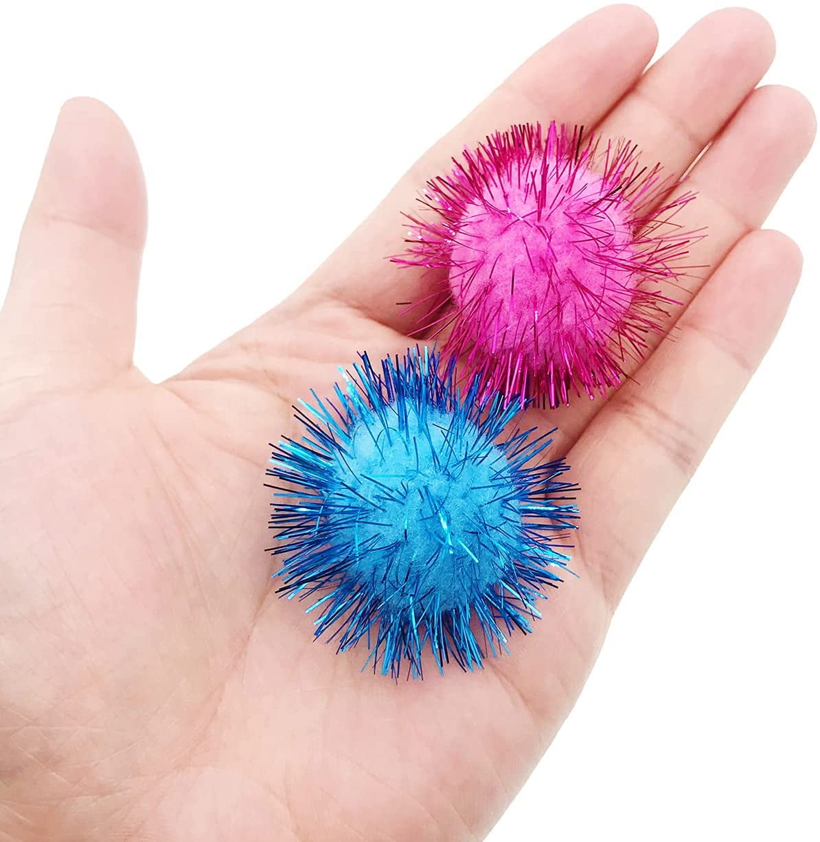 VAPKER 30 Katzen-Spielbälle – Lila Glitzer-Pompons, 5,1 Cm Groß, Weich & Sicher Für Deine Samtpfote