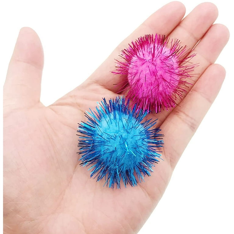 Andiker Cat Sparkle Balls, 1.5 Inches 20pcs Colorful Tinsel Cat Glitter  Balls Chew and Chase Cat Pom Pom Balls Interactive and Lightweight Cat Toys
