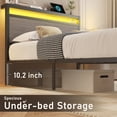 thumbnail image 5 of Bolvdo Twin Bed Frame with Headboard & Footboard, LED Light & Charging Station, Under-Bed Storage, Noise-Free, No Box Spring Needed, Easy Assembly, Rustic Gray, 5 of 8