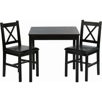 Wangbujianwang 3 Piece Dining Table Set Kitchen Table and Chairs for 2 Modern Wooden Rectangular Dining Room Table with 4 Chairs for Kitchen, Restaurant, Small Space