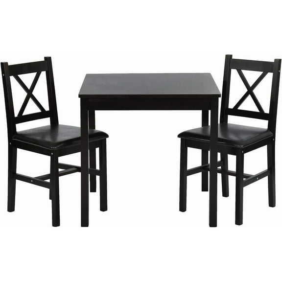 Wangbujianwang 3 Piece Dining Table Set Kitchen Table and Chairs for 2 Modern Wooden Rectangular Dining Room Table with 4 Chairs for Kitchen, Restaurant, Small Space