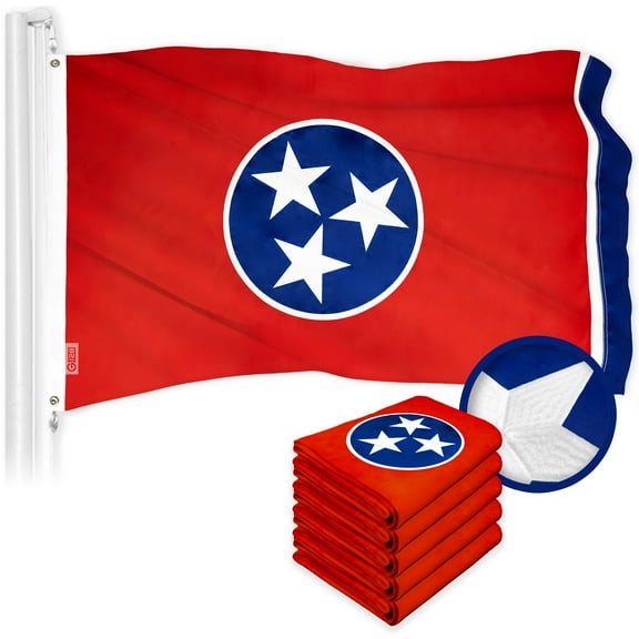 G128 5 Pack: Tennessee TN State Flag | 4x6 Ft | ToughWeave Series Embroidered 300D Polyester | Embroidered Design, Indoor/Outdoor, Brass Grommets