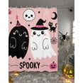 thumbnail image 2 of Halloween Cute Shower Curtain Set ，Waterproof Fabric Shower Curtains Pink Black Spooky Ghost Skeleton Bug Cowweb Shower Curtains for Bathroom,Bathroom Decor 72"x84", 2 of 6