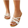 thumbnail image 4 of Summer Sandals for Women 2025 Gladiator Slip-On Open Toe Causal Daily Flat Slides Shoes for Women Beach Vacation Fashion, 4 of 8