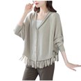 thumbnail image 2 of Zedker Casual Soft V-Neck Knit Cardigan Sweaters for Women, Long Sleeve Open Front Tops, Solid Color Casual Fall Jackets,Fashion Loungewear,Khaki,Free Size, 2 of 3