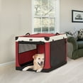 thumbnail image 5 of Petsfit 36 Inch Dog Crate, Adjustable Fabric Cover by Spiral Iron Pipe, Chew Proof 3 Door Design, Soft Collapsible Dog Kennel,Red, 5 of 9