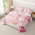 thumbnail image 3 of Erosebridal Kawaii Axolotl Twin Quilt Set,Pink Donut Rainbow Twin Coverlet Set For Girls,2pcs, 3 of 7