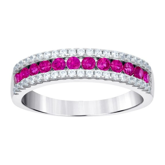 925 Sterling Silver Womens Red White Cubic Zirconia Fashion Ring Size 9 Ring for Women - 3.7 Grams