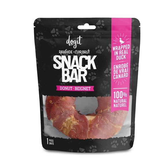 Dogit SnackBar Rawhide Dog Chews Duck-Wrapped Donuts (4") Small