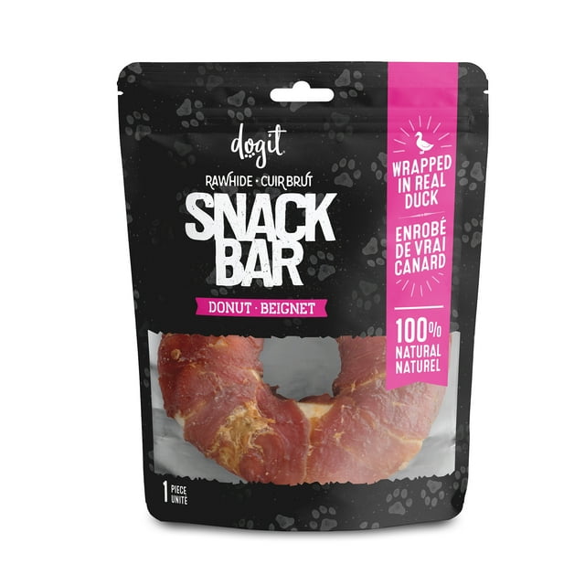Dogit SnackBar Rawhide Dog Chews Duck-Wrapped Donuts (4") Small