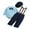 Navy Blue, variant on Bagilaanoe 3Pcs Baby Boys Overalls Set Long Sleeve Shirt Tops + Suspender Pants + Hat 3M 6M 12M 18M Infant Gentleman Formal Clothes