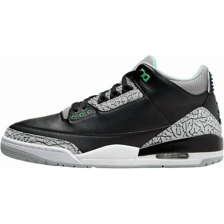 Men's Jordan 3 Retro Black/Green Glow-Wolf Grey (CT8532 031) - 10