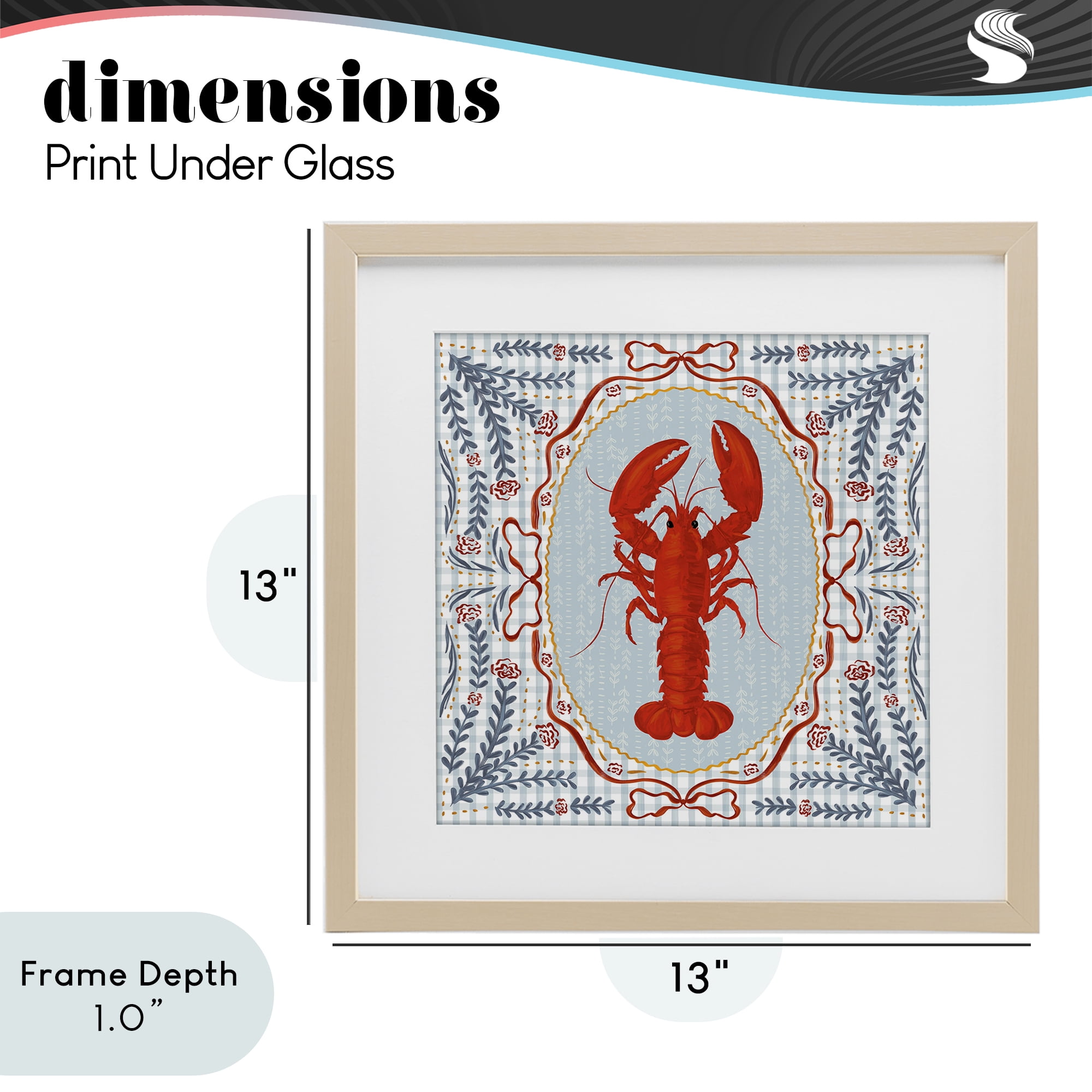 Stupell Industries Lobster Portrait Blue Gingham Birch Framed Print Under Glass, design by Vero Illustrates