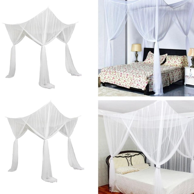2x Fabricación de Cenefa de Mosquitera con Dosel con Poste de Esquina Doble Individual Doble 4 Yotijar Red para dosel de cama