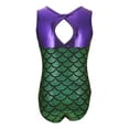thumbnail image 2 of Girls Gymnastics Leotard - Tank with Keyhole (Purple/Green Mermaid, Youth 5-6), 2 of 2
