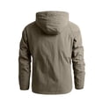 thumbnail image 3 of WTOBBY Men's Casual Zip Front Hooded Jacket, Outdoor-Ready Water-Resistant Windbreaker with Utility Pockets, Lightweight Layering Piece for All Seasons,Khaki L, 3 of 3