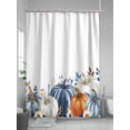 thumbnail image 5 of Floral Fall Thanksgiving Shower Curtain, Orange Blue Boho Pumpkin Bathroom Decor Curtains Set with Hooks, White Waterproof Fabric Home Accessories， 60 X 72 Inch Long, 5 of 6