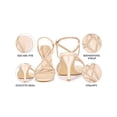thumbnail image 4 of BLISSFUL STEP Glitter Stiletto Heel Slingback Strap Square Toe Sandals for Women Rose Gold (Size 6), 4 of 7