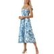 thumbnail image 4 of INSPIRAR CHIC Vestido de verano sin mangas para mujer con tirantes de espagueti, fruncido, estampado floral, estilo bohemio, con bolsillos, azul L, 4 of 5