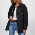 thumbnail image 2 of Domzest Oversized Denim Jacket for Women Long Sleeve Classic Button Down Jean Coat Boyfriend Style Jeancket with Chest Pocket Black XL, 2 of 6