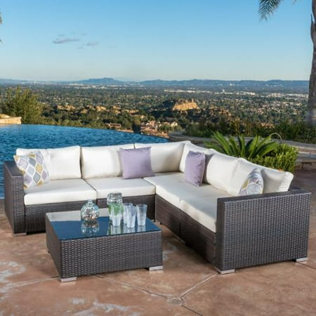 Santa Fe Multi Brown Wicker Outdoor 6-Piece Sectional Sofa Set