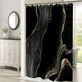 thumbnail image 3 of Marble Shower Curtain, Gold and Black Luxury Liquid Marble Shower Curtain Set for Bathroom Waterproof Polyester Fabric Modern Ink Texture Bathroom Decor with Hooks, 72x72 Inch, 3 of 6