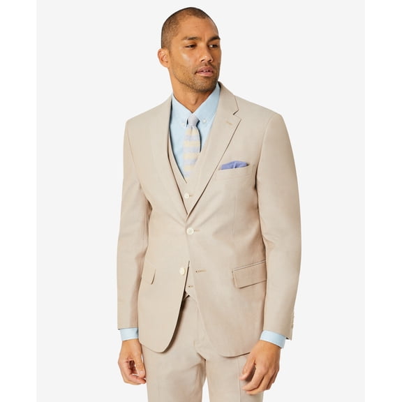 Tommy Hilfiger Men's Suit Jacket 40R Modern-Fit Flex Stretch Chambray Tan Khaki