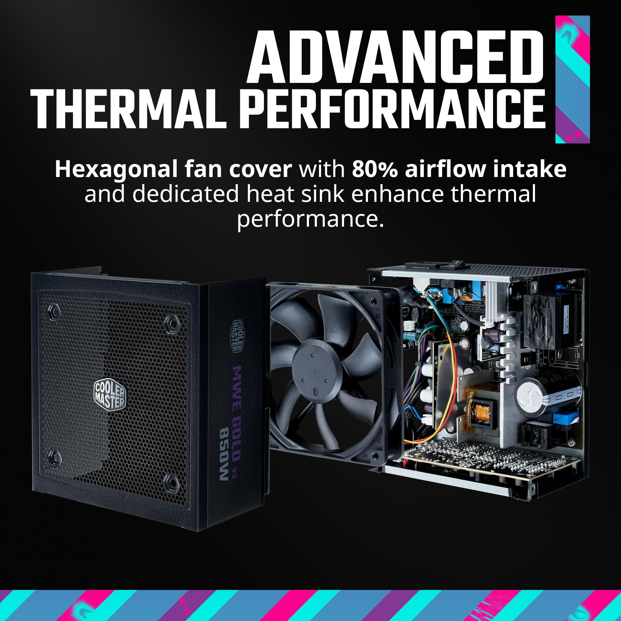 Cooler Master MWE Gold 850 V3 ATX 3.1 Full Modular PSU, 850W, 80+