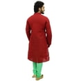 thumbnail image 5 of Atasi Men's Party Wear Linen Kurta Pyjama Set Red Ethnic Shirt-X-Large, 5 of 6