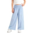 thumbnail image 3 of SGFCWSX Girls Wide Leg Pants Elastic Waist Loose Fit Casual Pants with Pockets Lightweight Summer Trousers for Kids Blue Size 7 Years, 3 of 10